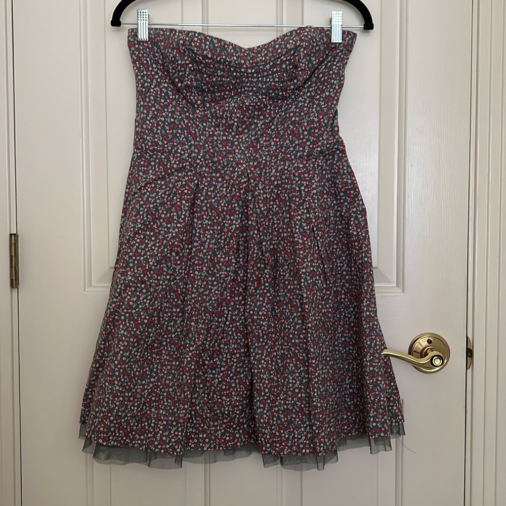 AEO Corset Boned Floral Strapless Dress